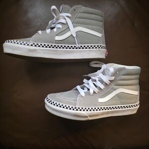 Vans Kids High-Top Sneakers in Light Gray with White Stripe